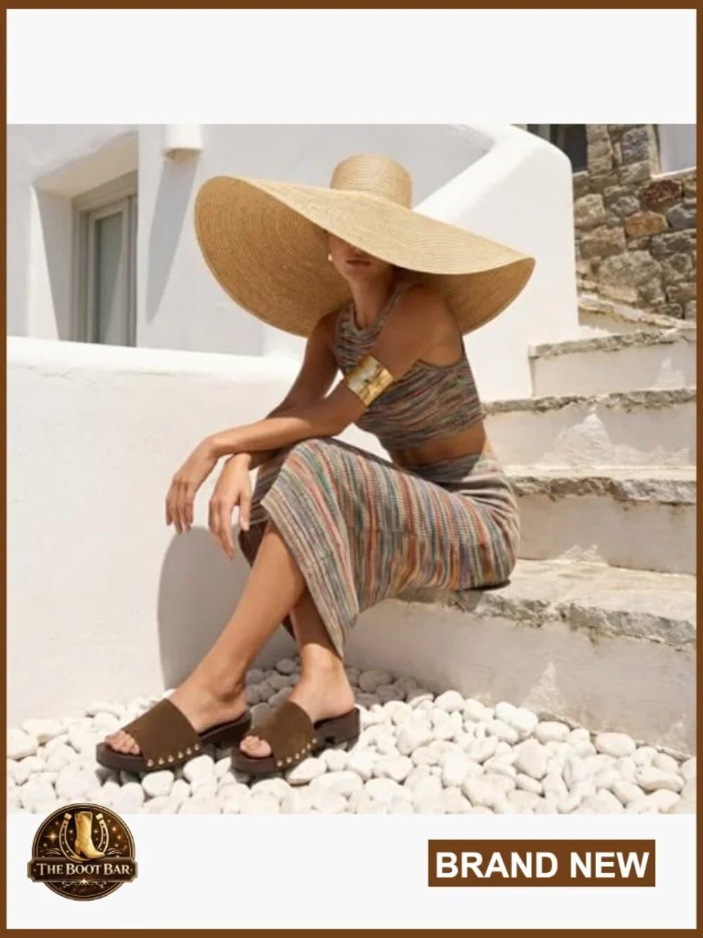 Genuine Suede Slide Sandals, Studded Low Heel Dress Sandals
